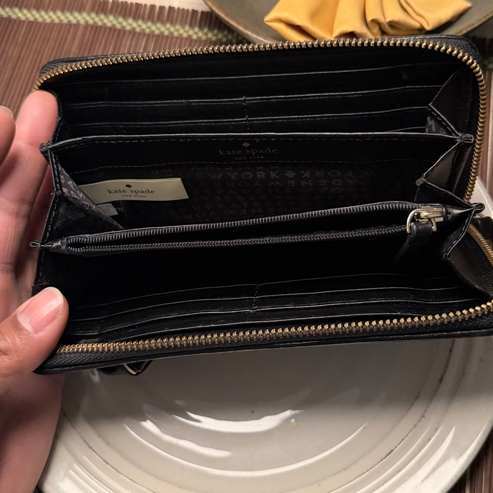 Kate Spade Black Textured Wallet with Gold Accents - Picture 3 of 7